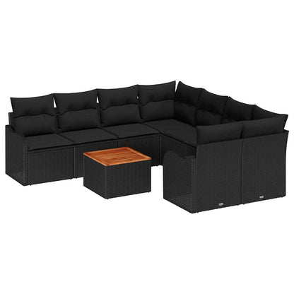 Garten Sofa Set 9 Pcs Groß Rattan, Holz