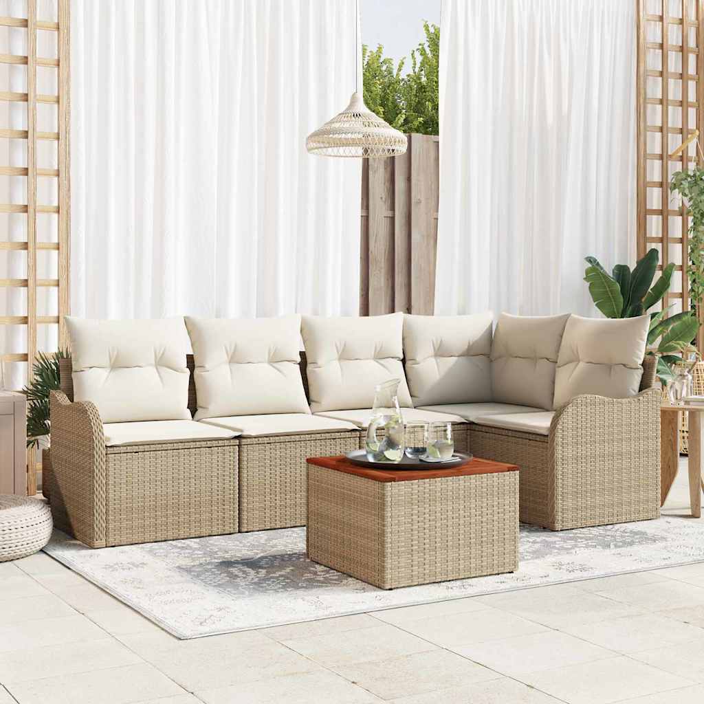 Garten-Sofa-Set 6 Pcs Groß Poly-Rattan & Stahl