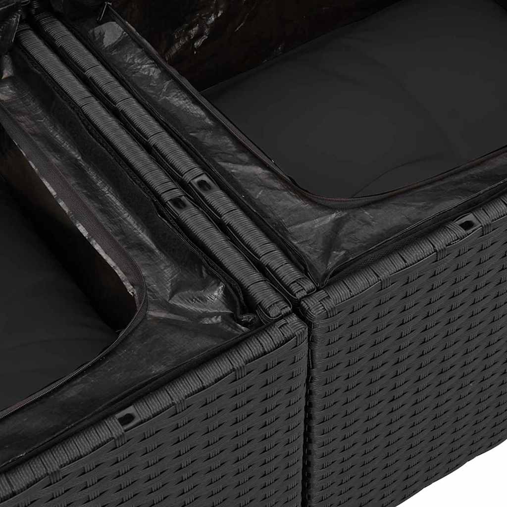 Garten-Sofa-Set 6 Pcs Groß Poly-Rattan & Stahl