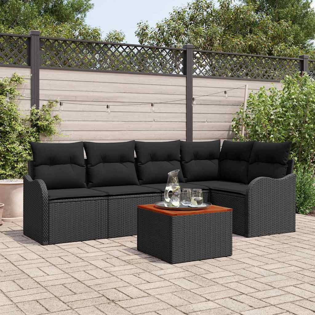 Garten-Sofa-Set 6 Pcs Groß Poly-Rattan & Stahl