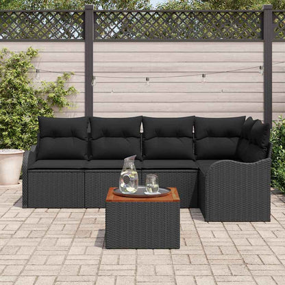 Garten-Sofa-Set 6 Pcs Groß Poly-Rattan & Stahl