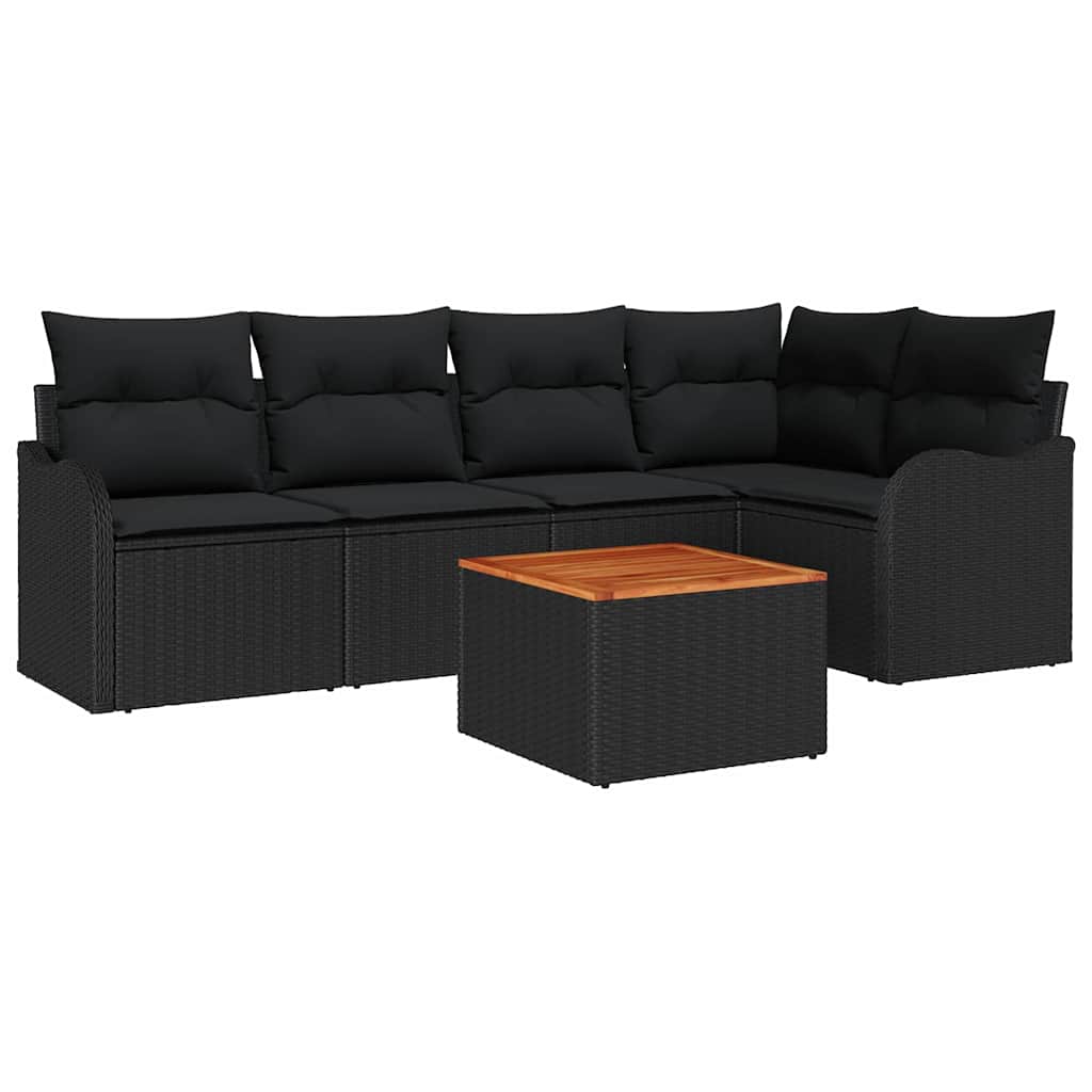 Garten-Sofa-Set 6 Pcs Groß Poly-Rattan & Stahl
