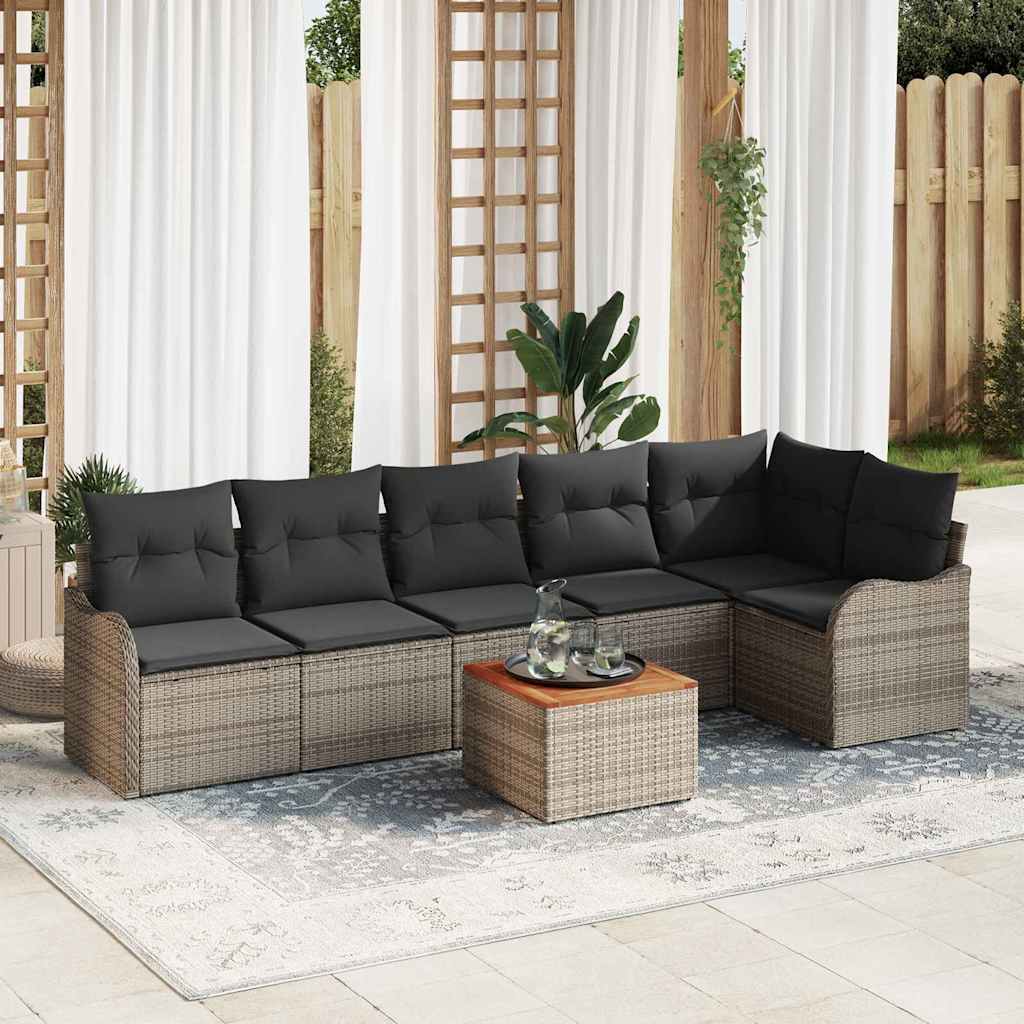 Garten Sofa Set 7 Pcs Groß Rattan, Holz
