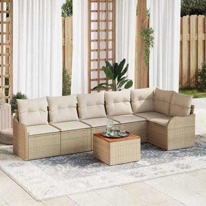 Garten Sofa Set 7 Pcs Groß Rattan, Holz
