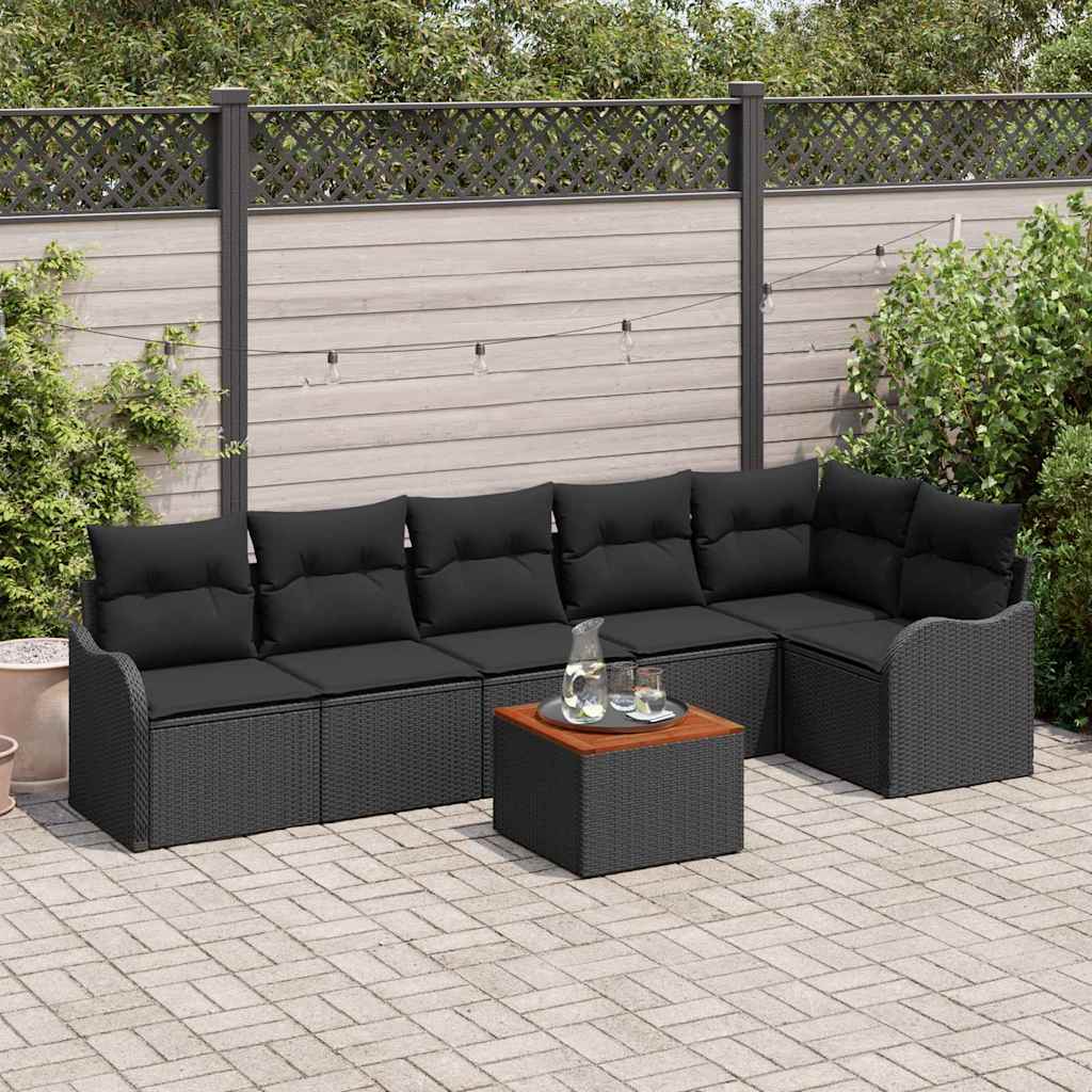 Garten Sofa Set 7 Pcs Groß Rattan, Holz