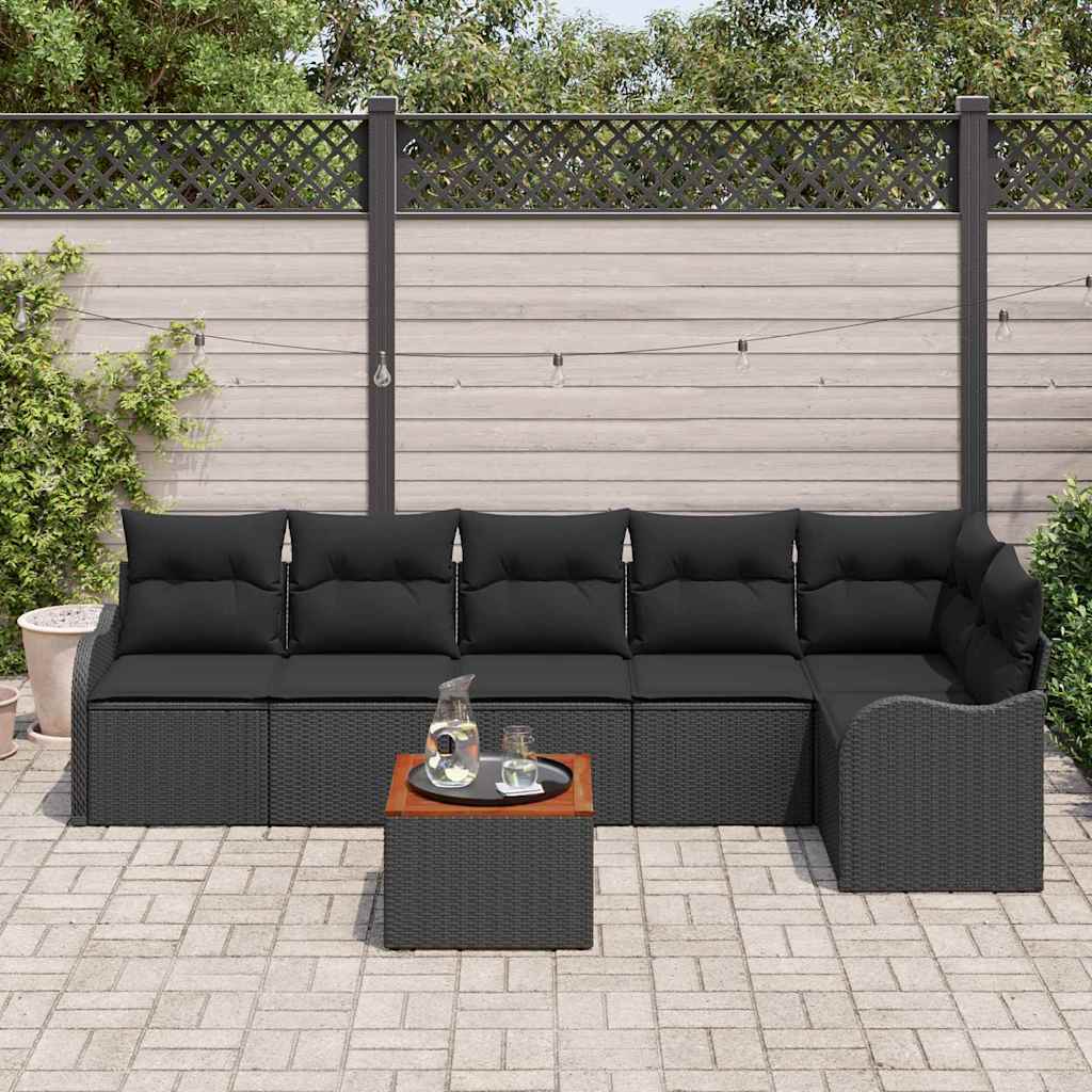 Garten Sofa Set 7 Pcs Groß Rattan, Holz