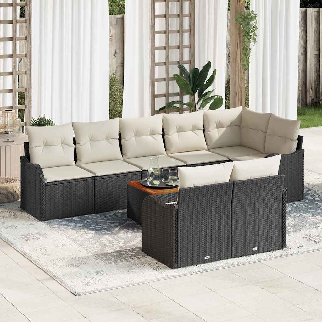 Garten-Sofa-Set 9 Pcs Beige, Weiß Mittel-Groß