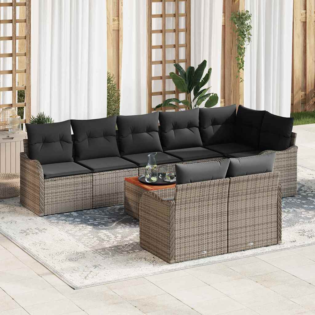 Garten-Sofa-Set 9 Pcs Beige, Weiß Mittel-Groß