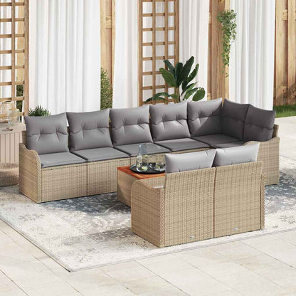 Garten-Sofa-Set 9 Pcs Beige, Weiß Mittel-Groß