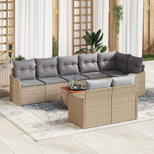 Garten-Sofa-Set 9 Pcs Beige, Weiß Mittel-Groß