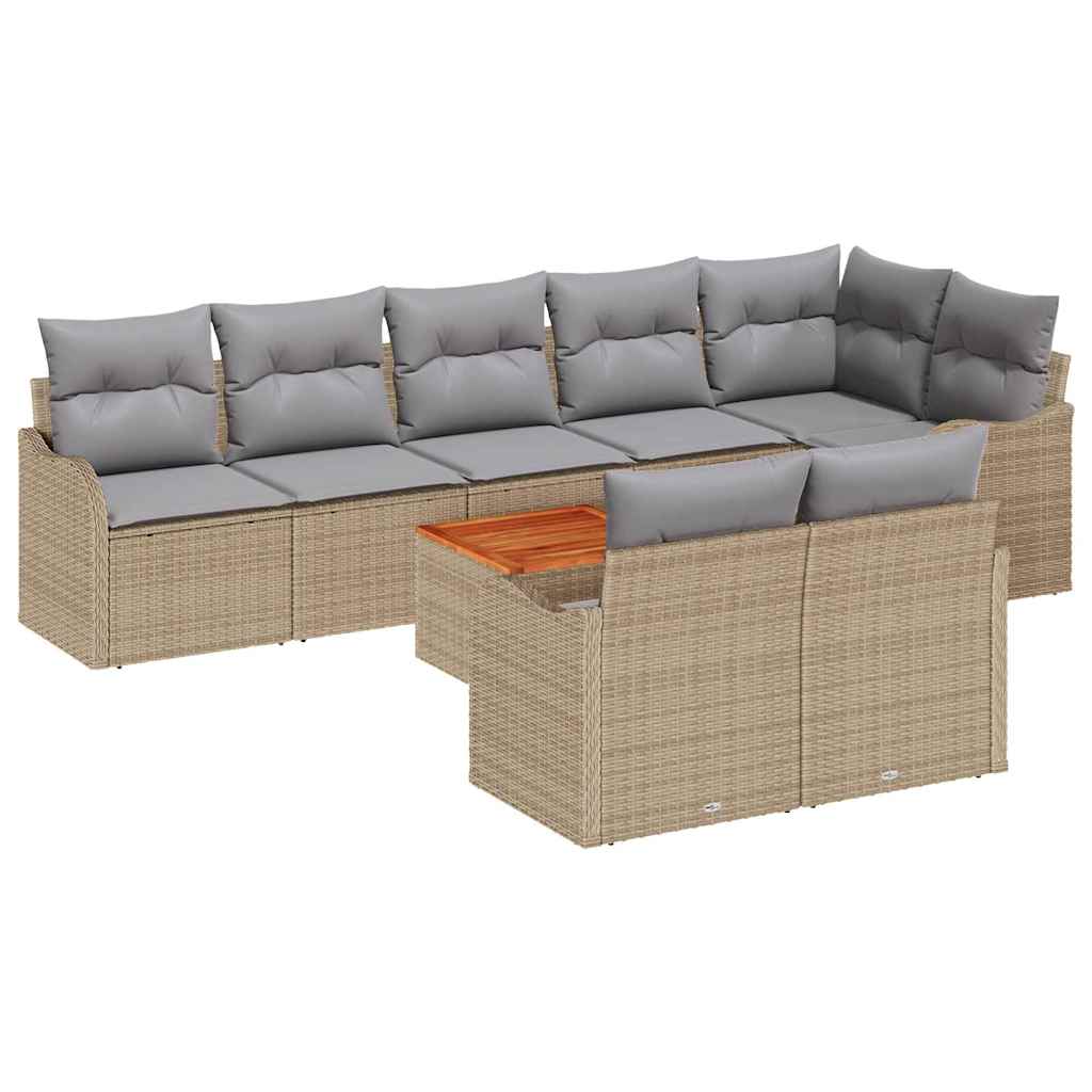 Garten-Sofa-Set 9 Pcs Beige, Weiß Mittel-Groß
