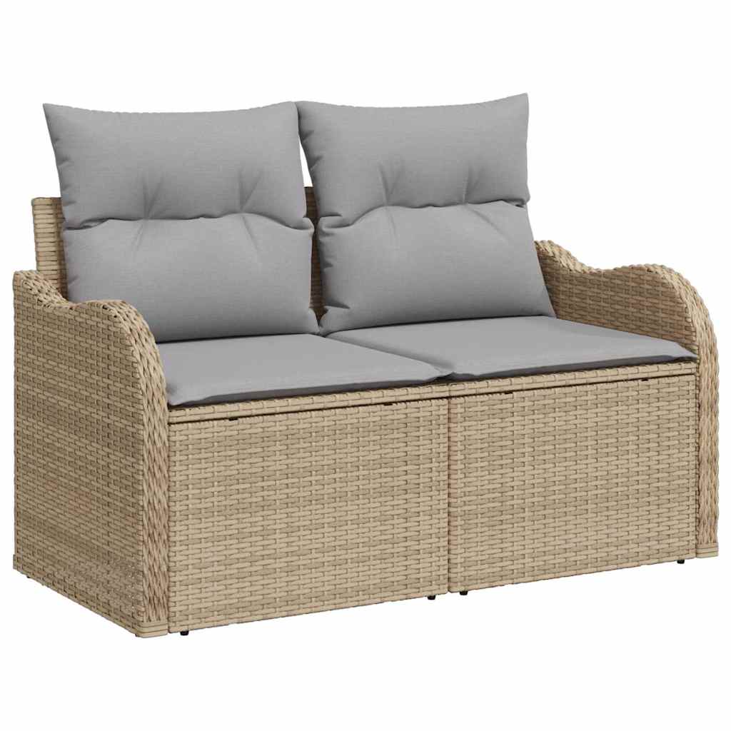 Garten-Sofa-Set 9 Pcs Beige, Weiß Mittel-Groß