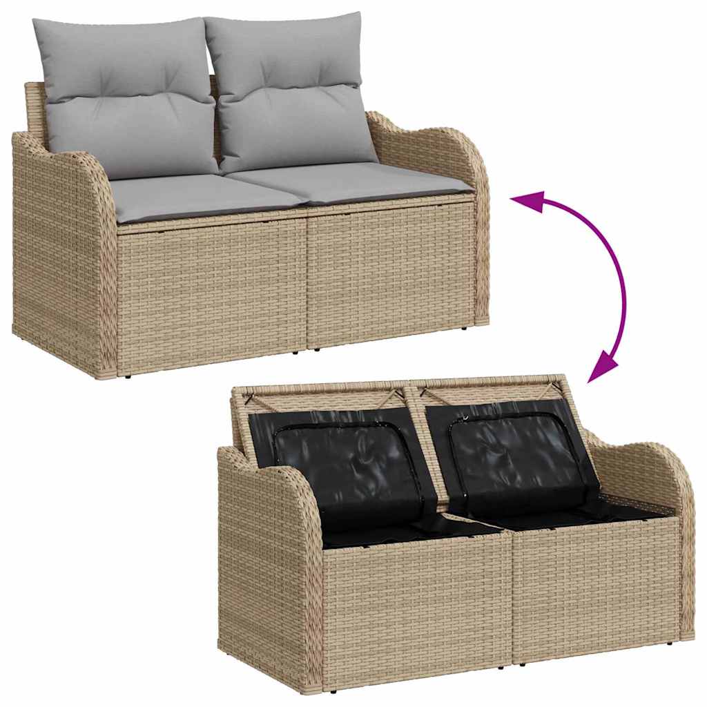 Garten-Sofa-Set 9 Pcs Beige, Weiß Mittel-Groß