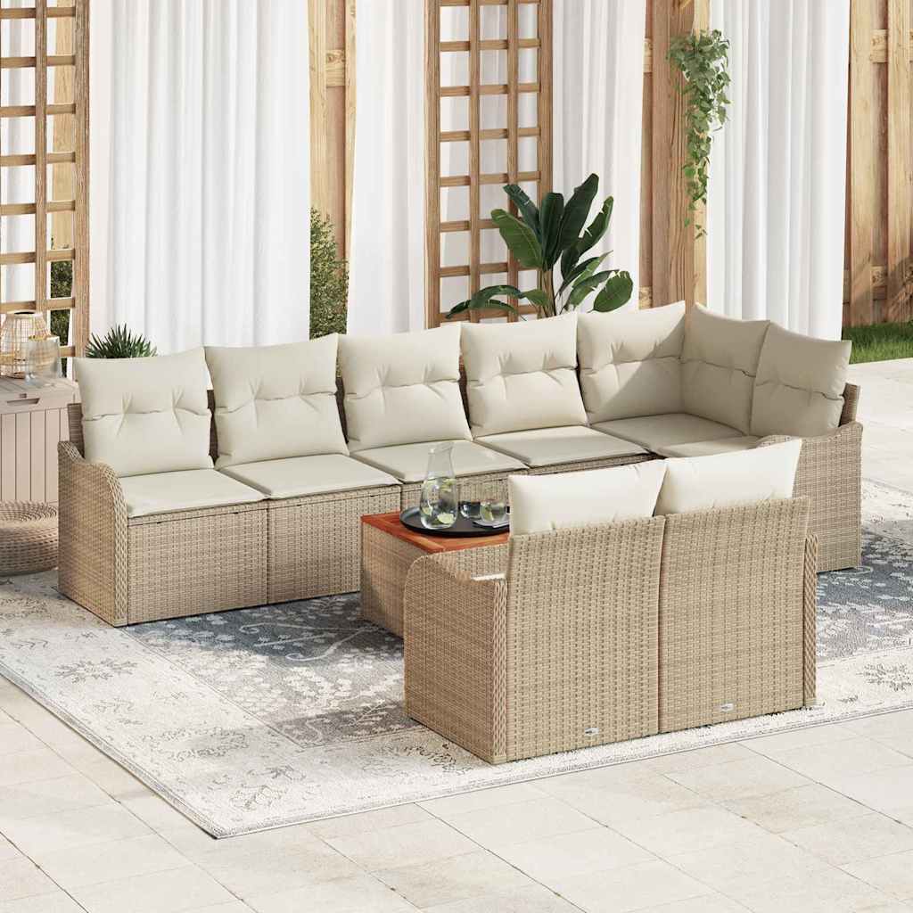 Garten-Sofa-Set 9 Pcs Beige, Weiß Mittel-Groß