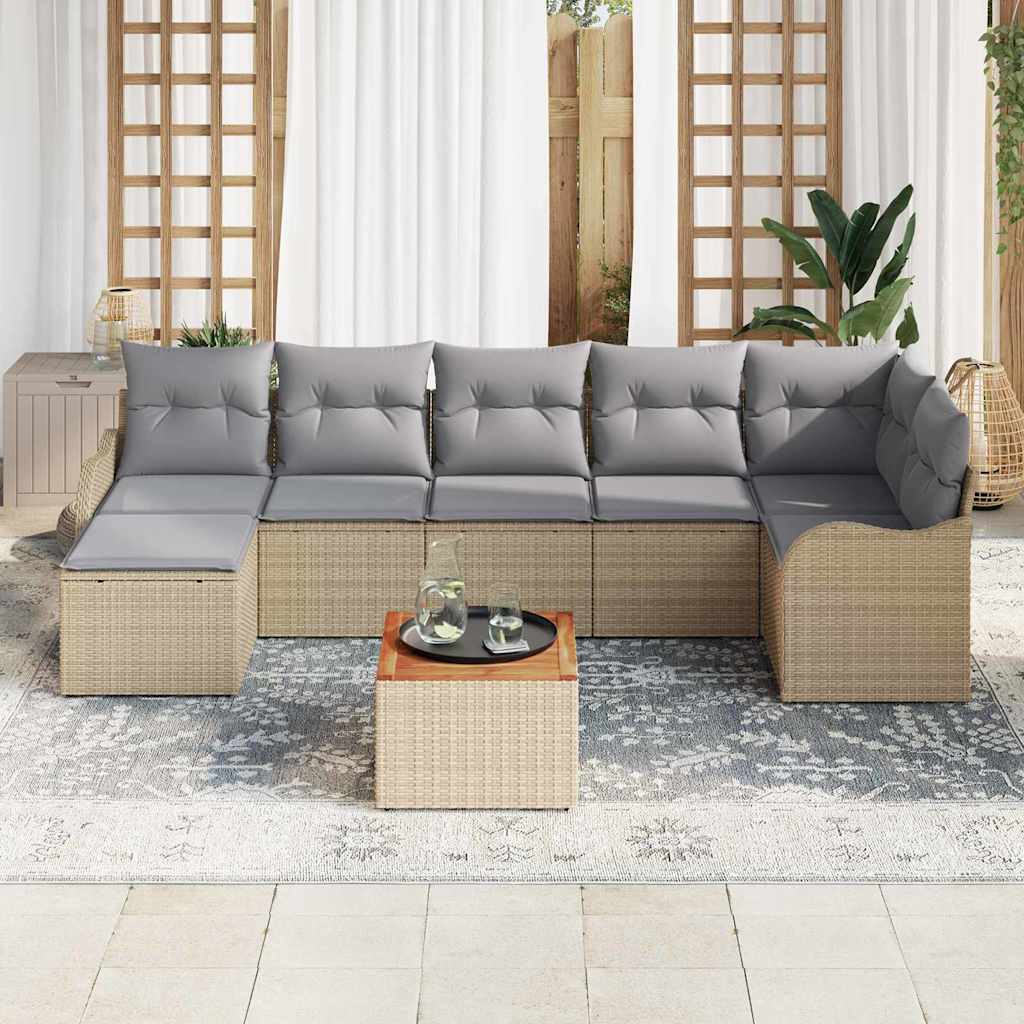 Garten Sofa Set 8 Pcs Beige, Hellgrau Groß Rattan