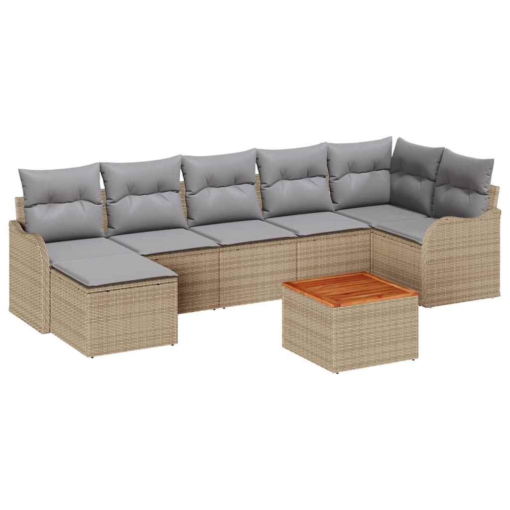 Garten Sofa Set 8 Pcs Beige, Hellgrau Groß Rattan