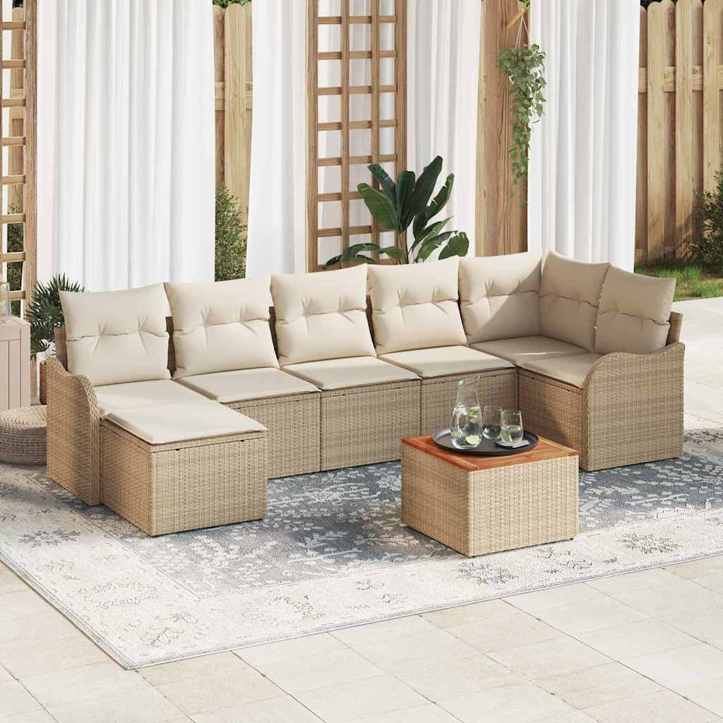Garten Sofa Set 8 Pcs Beige, Hellgrau Groß Rattan