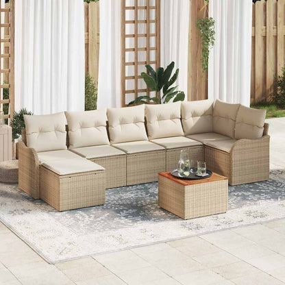 Garten Sofa Set 8 Pcs Beige, Hellgrau Groß Rattan