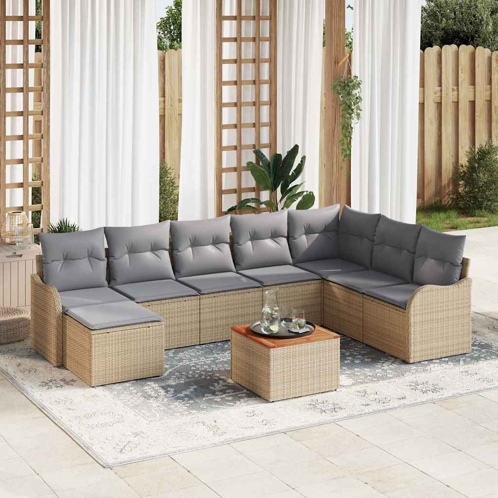 Garten-Sofa-Set 9 Pcs Beige, Hellgrau Groß