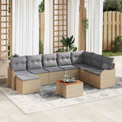 Garten-Sofa-Set 9 Pcs Beige, Hellgrau Groß