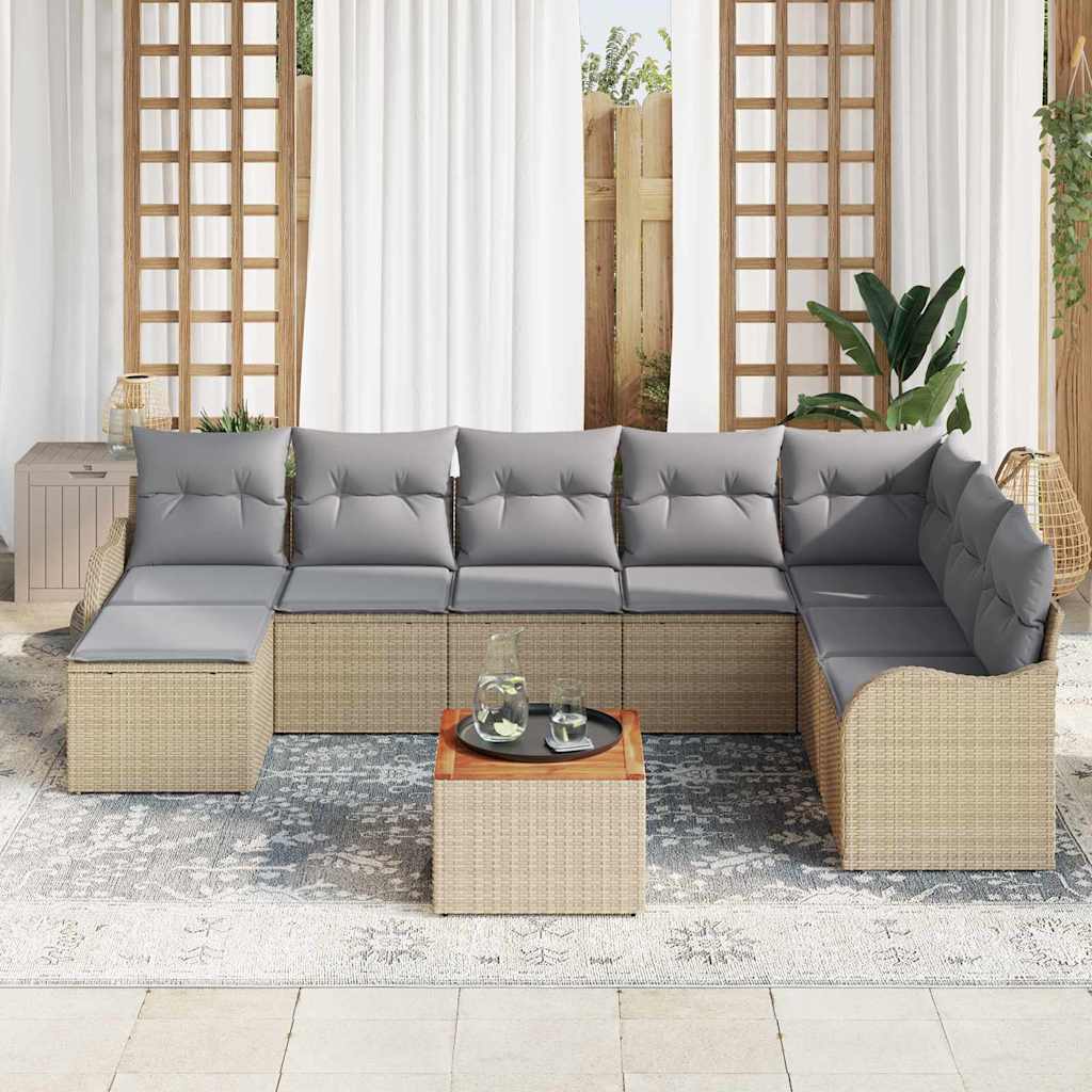 Garten-Sofa-Set 9 Pcs Beige, Hellgrau Groß
