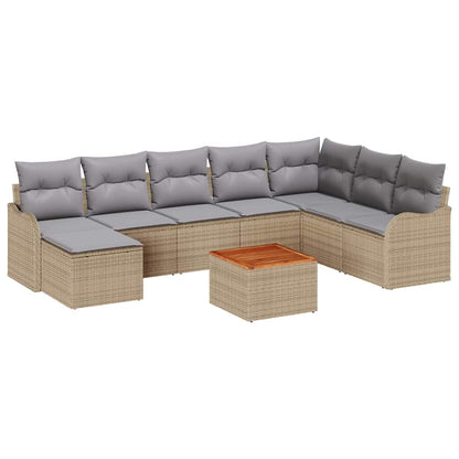 Garten-Sofa-Set 9 Pcs Beige, Hellgrau Groß