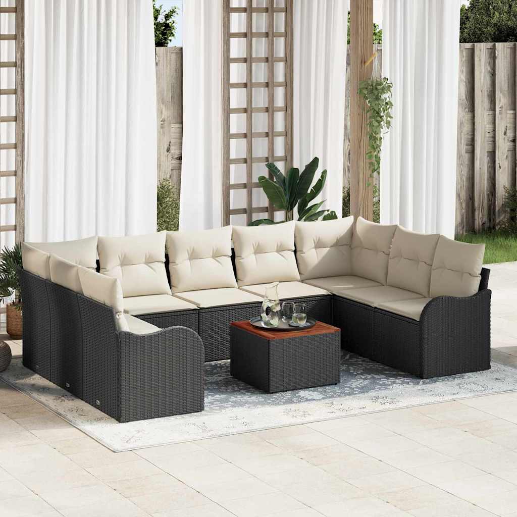 Garten Sofa Set 10 Pcs Groß Rattan, Polyester, Stahl