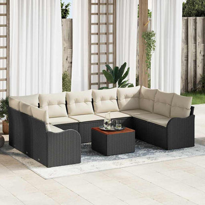 Garten Sofa Set 10 Pcs Groß Rattan, Polyester, Stahl