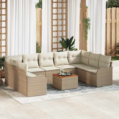 Garten Sofa Set 10 Pcs Groß Rattan, Polyester, Stahl