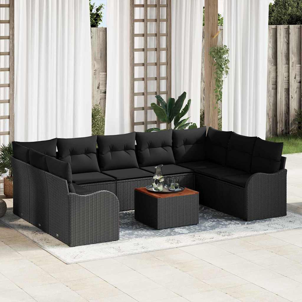 Garten Sofa Set 10 Pcs Groß Rattan, Polyester, Stahl