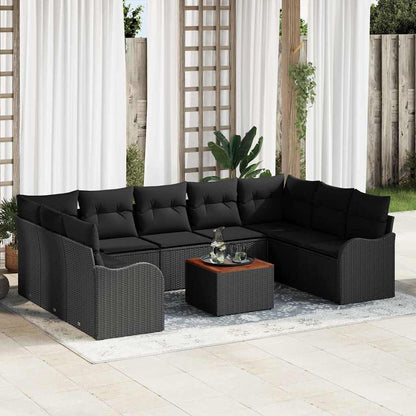 Garten Sofa Set 10 Pcs Groß Rattan, Polyester, Stahl