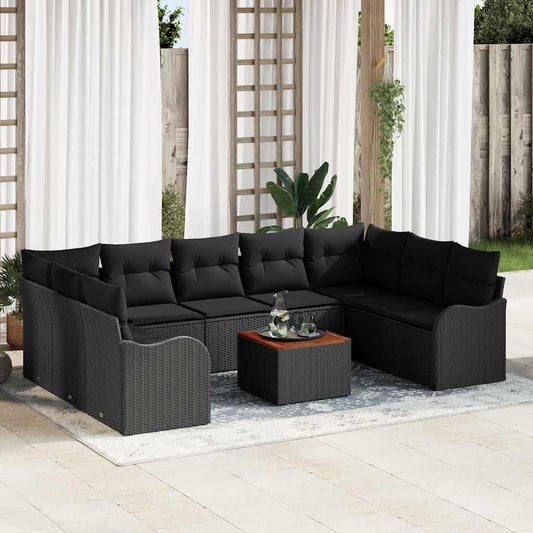 Garten Sofa Set 10 Pcs Groß Rattan, Polyester, Stahl