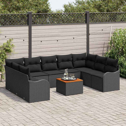Garten Sofa Set 10 Pcs Groß Rattan, Polyester, Stahl