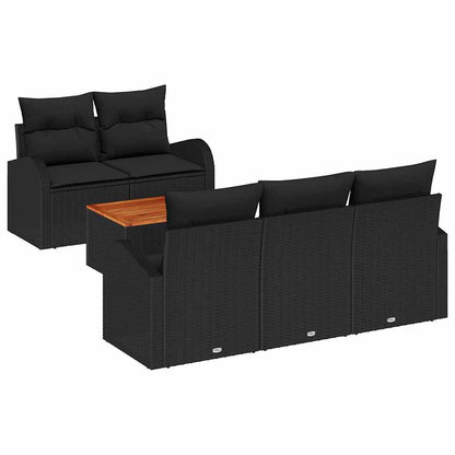 Garten-Sofa-Set 6 Pcs Groß Poly Rattan, Holz