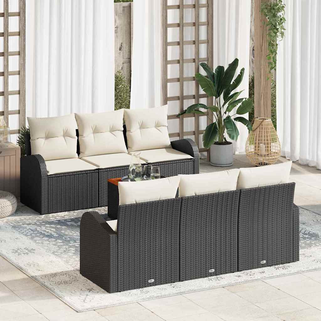 Garten-Sofaset 7 Pcs Groß Poly Rattan, Stoff