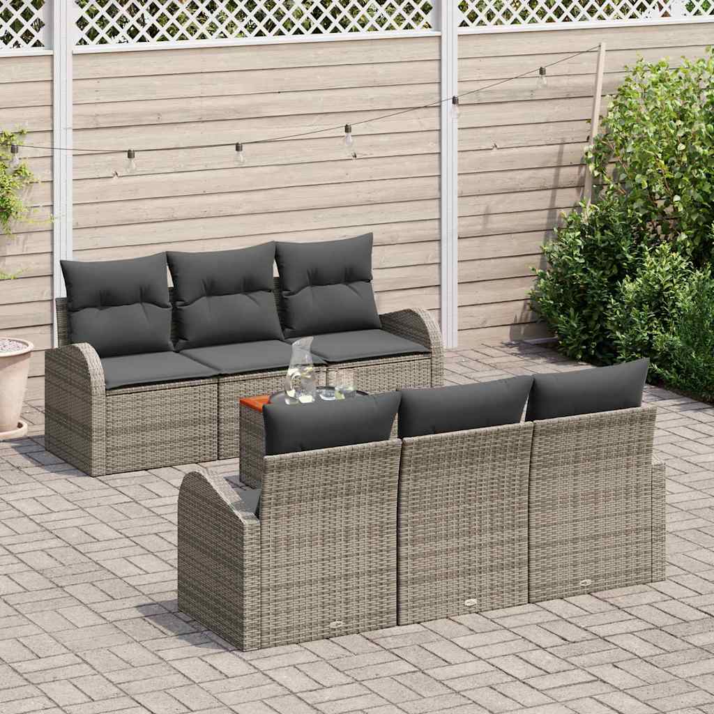 Garten-Sofaset 7 Pcs Groß Poly Rattan, Stoff