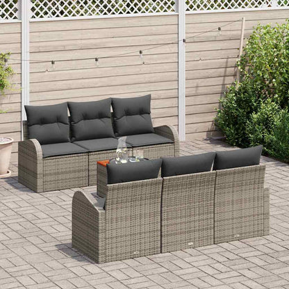 Garten-Sofaset 7 Pcs Groß Poly Rattan, Stoff