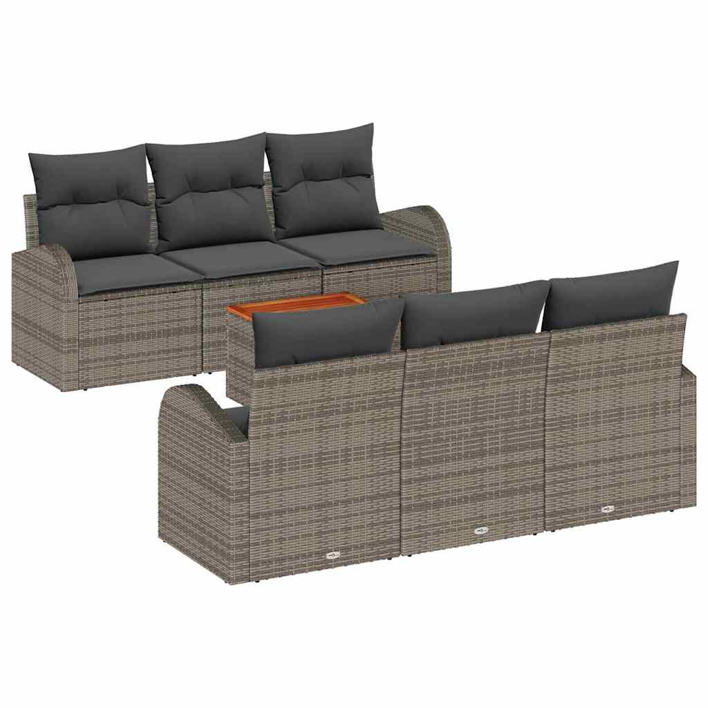 Garten-Sofaset 7 Pcs Groß Poly Rattan, Stoff