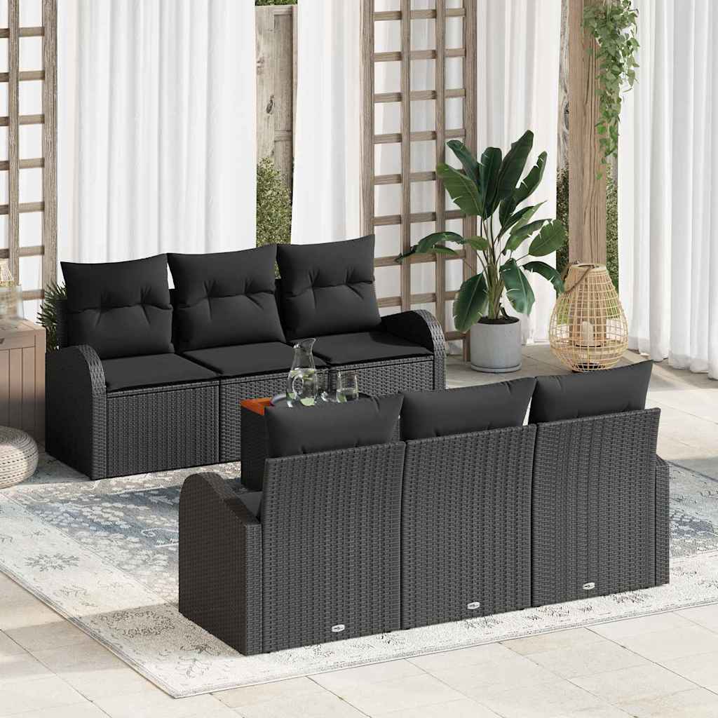 Garten-Sofaset 7 Pcs Groß Poly Rattan, Stoff