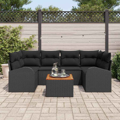 Garten Sofa Set 7 Pcs Groß Rattan & Holz