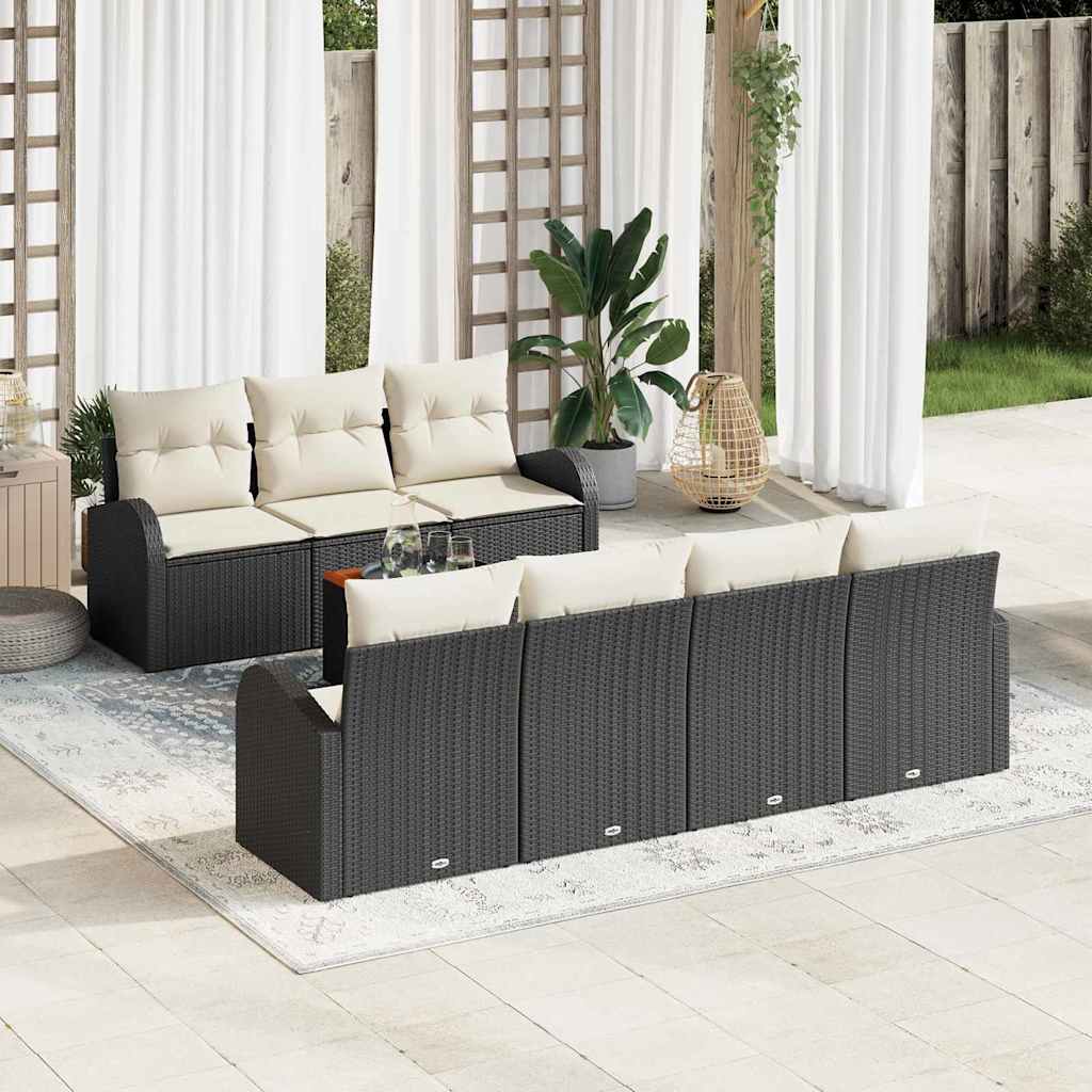Gartensofa Set 8 Pcs Groß Rattan, Stoff