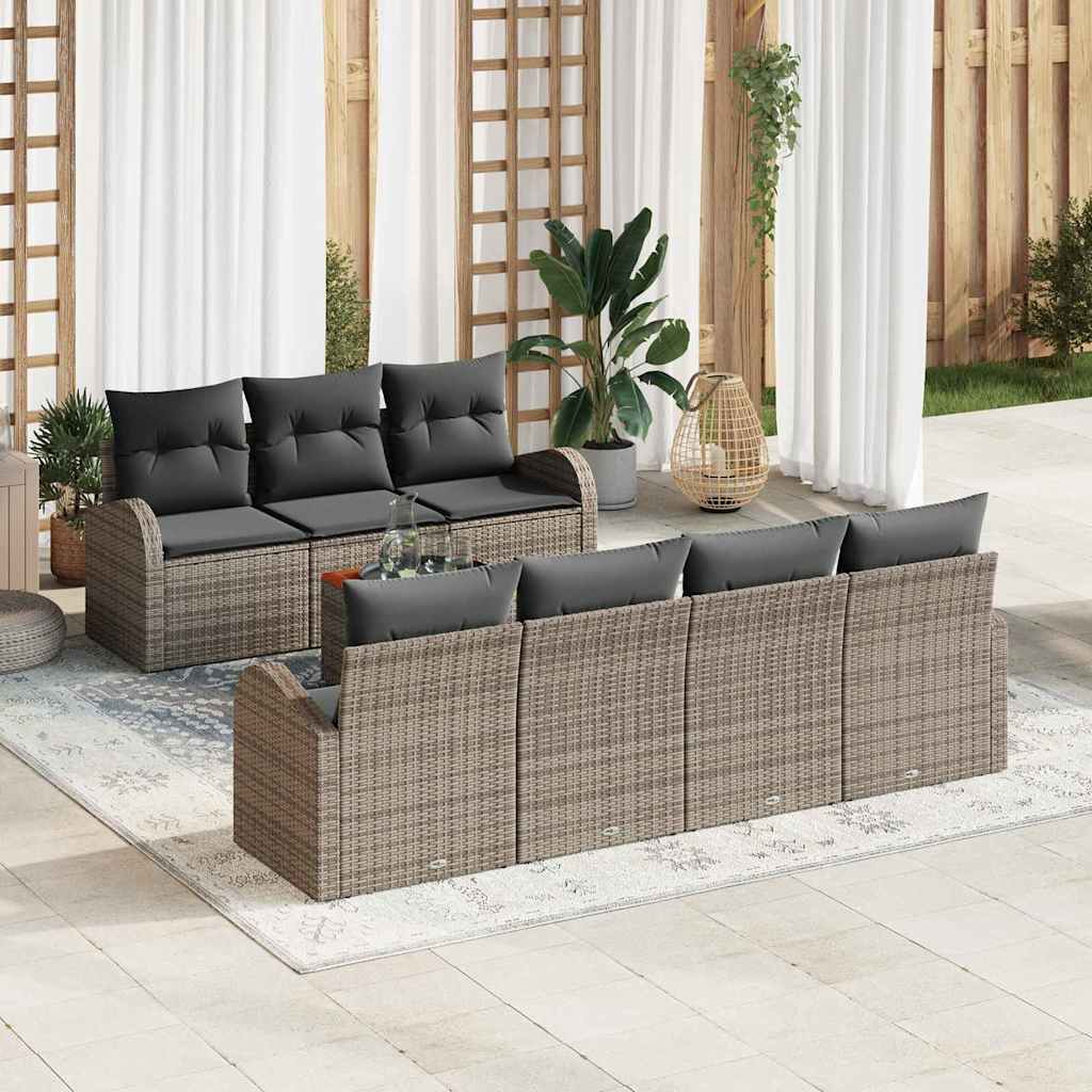 Gartensofa Set 8 Pcs Groß Rattan, Stoff