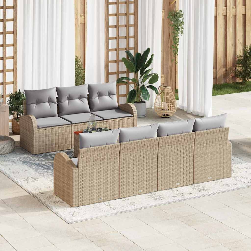 Gartensofa Set 8 Pcs Groß Rattan, Stoff