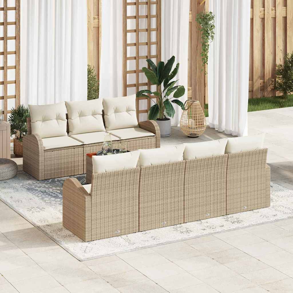Gartensofa Set 8 Pcs Groß Rattan, Stoff