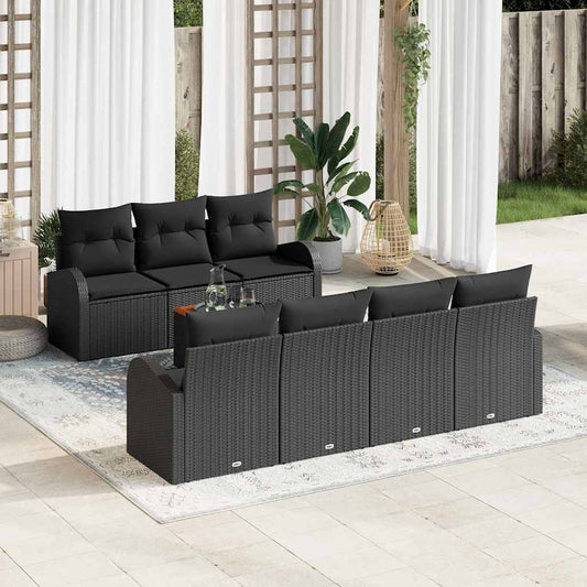 Gartensofa Set 8 Pcs Groß Rattan, Stoff