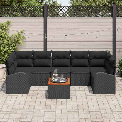 Garten Sofa Set 8 Pcs Groß Poly Rattan, Akazienholz