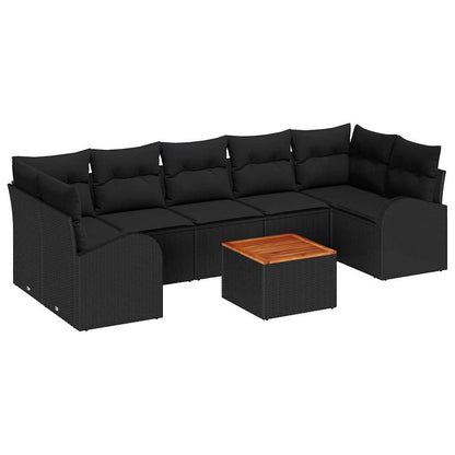 Garten Sofa Set 8 Pcs Groß Poly Rattan, Akazienholz