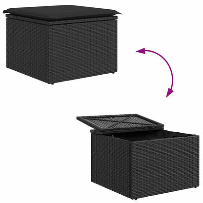 Garten-Sofa-Set 6 Pcs Groß Poly-Rattan, Stahl, Holz