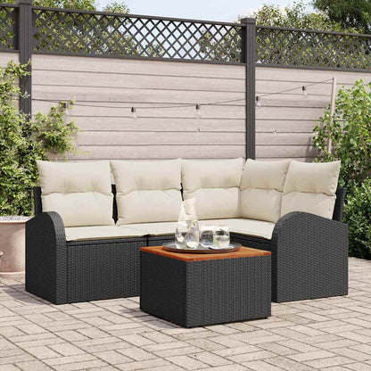 Garten-Sofa-Set 5 Pcs Beige, Hellgrau Mittel Rattan, Stahl