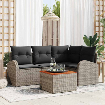 Garten-Sofa-Set 5 Pcs Beige, Hellgrau Mittel Rattan, Stahl
